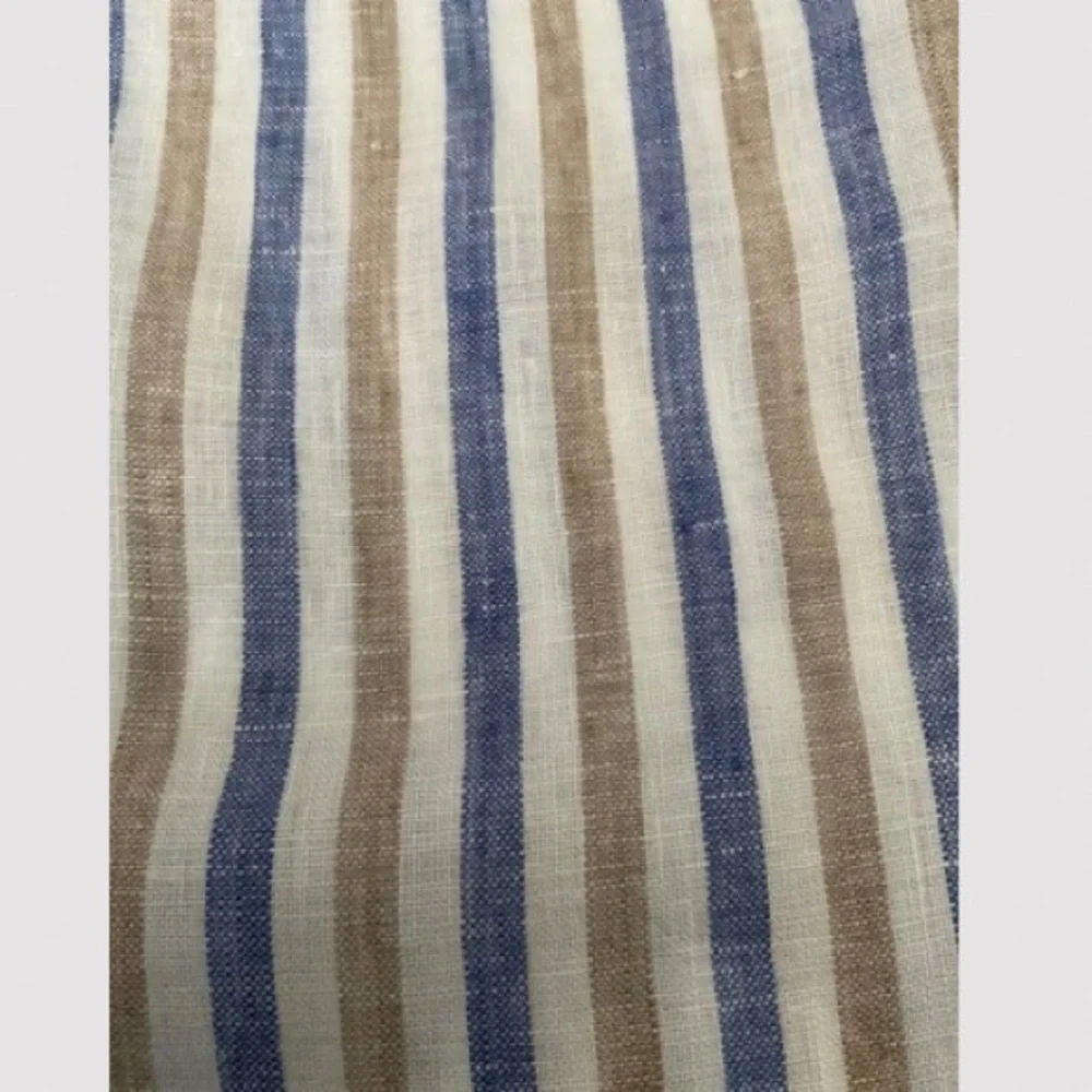 Talbots Sleeveless Linen Lace-up V-neck Top Blue, White & Tan Striped Size M NWT - Picture 4 of 10